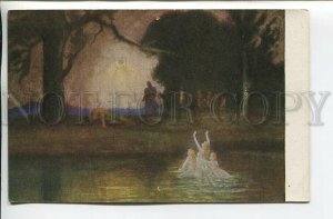 461945 Hermann HENDRICH Siegfried Death Mermaid WAGNER OPERA Vintage postcard
