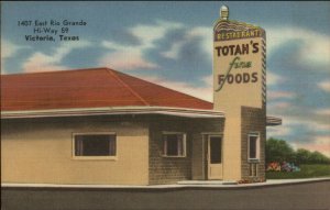 Victoria TX Totah's Restaurant Colorful Linen Postcard - EXC COND