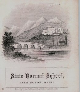 1882 Engraved Folder Trade Card State Normal School Farmington, ME #2 F194