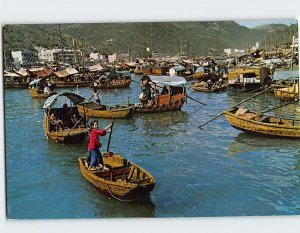 Postcard A Girl Fishing at Aberdeen Hong Kong