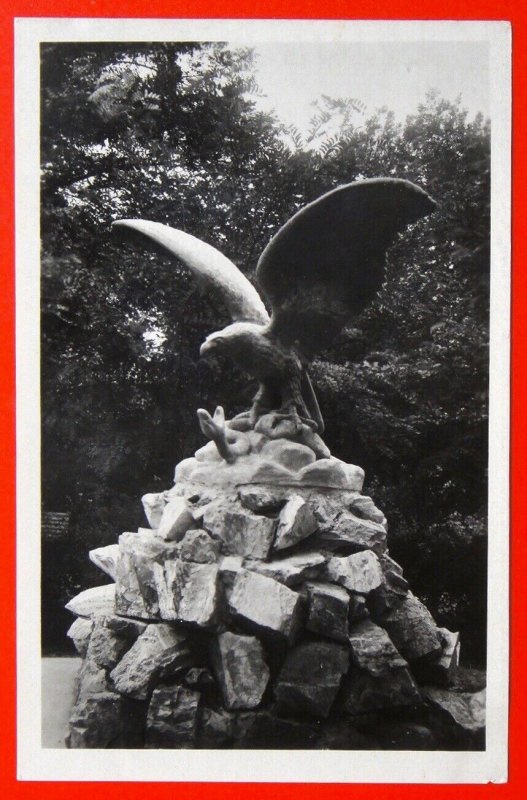 220005 Russia YESSENTUKI Statue EAGLE Attack SNAKE real photo VTG pc 1957 RPPC