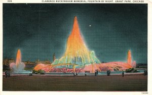 Vintage Postcard 1930's Clarence Buckingham Memorial Fountain Grant Park Chicago