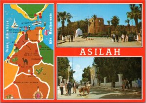 Postcard Morocco - Asilah multiview with map