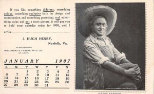 Norfolk Virginia 1907 Calander Printing Ad Farmer Embossed Postcard AA83153