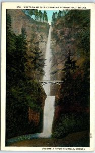 M-47965 Multnomah Falls Showing Benson Foot Bridge Columbia River Highway Oregon