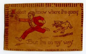 I Don't Know Where I'm Going Vintage Leather Postcard Standard View Card