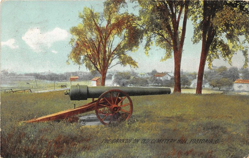 F53/ Fostoria Ohio Postcard 1909 Old Cemetery Cannon Rotograph