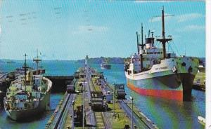 Panama Canal Ships Passing Through Gatun Locks 1991