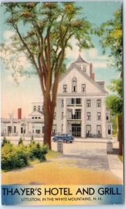 LITTLETON, New Hampshire NH  THAYER'S HOTEL & GRILL  Roadside  c1940s Postcard