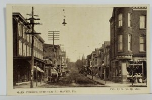 Schuylkill Haven Pa Main Street Early View Pub by MW Quinter Postcard N9