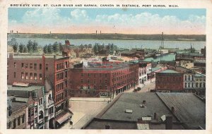 MI, Port Huron, Michigan,St Clair's River & Sarnia, Bird's Eye View, Tichnor