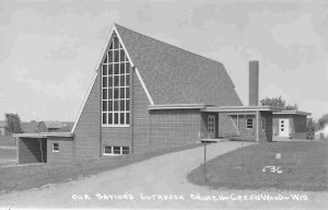 Our Savior's Lutheran Church Greenwood Wisconsin RPPC Real Photo 1950s postcard