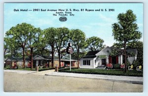 AUSTIN, TX Texas OAK MOTEL c1940s Roadside Linen Travis County  Postcard