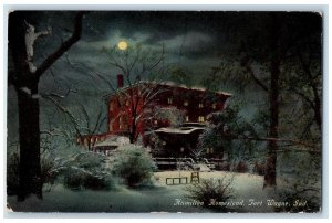 Fort Wayne Indiana IN Postcard Hamilton Homestead At Night Exterior 1911 Moon