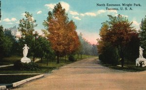 Tacoma WA-Washington, North Entrance Wright Park USA Lowman Hanford Old Postcard