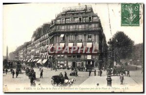 Old Postcard Paris La Rue De La Paix and The Boulevard Des Capucines Caught I...