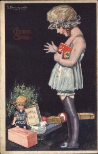 Christmas Little Girl New Toys BONNE ANNEE S. Bompard 497 Postcard