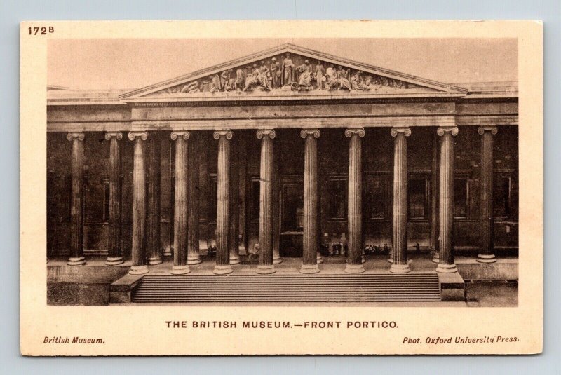 British Museum Front Portico Antique Postcard UNP Unused DB Oxford Photo 