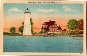 Rock Island Lighthouse, Thousand Islands, New York, Vintage Postcard E76