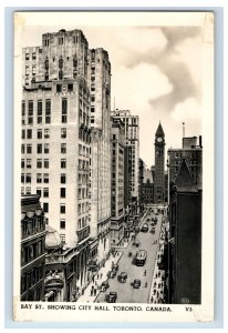 Vintage RPPC Bay St Showing City Hall Toronto Canada Postcard P167E