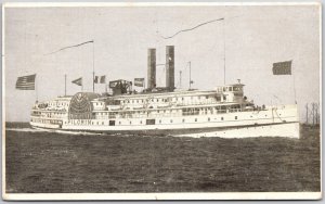 1909 Pilgrim Steamship Boat in Ocean Massachusetts MA Antique Postcard