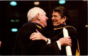 President Ronald Reagan Embraces Pat O'Brien c1981 Vintage Postcard J80