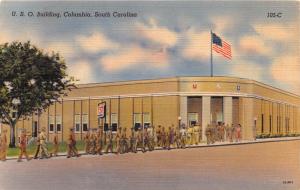 COLUMBIA SOUTH CAROLINA U.S.O. BUILDING~MILITARY POSTCARD 1940s