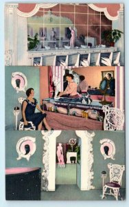 CORAL GABLES, FL ~ Advertising M. JOSEF Hair Salon Beauty Parlor 1940s  Postcard