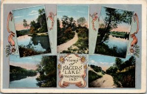 Postcard IN Valparaiso Multi Views of Sagers Lake ~1920 S11