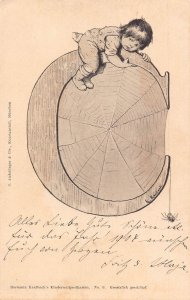 Big Letter C 1903 Art by Kailbach Toddler Boy Spider Web postcard C357