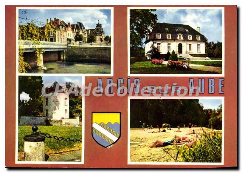 Old Postcard Arcis sur Aube Aube City Hall Bridge