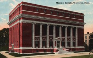 Vintage Postcard Masonic Temple Building Worcester Massachusetts MA Structure