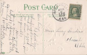 Rabbits egg chick pink Easter Postcard c1910 26val14