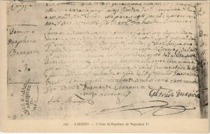 CPA Ajaccio Acte de Bapteme de Napoleon 1er CORSICA (1077419)