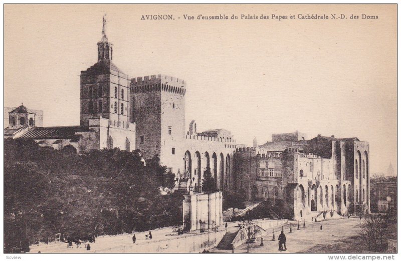 Vue d'Ensemble Du Palais Des Papes Et Cathedrale N.-D. Des Doms, AVIGNON (Vau...