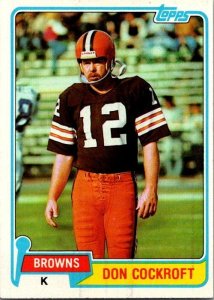 1981 Topps Football Card Don Cockroft Cleveland Browns sk60099