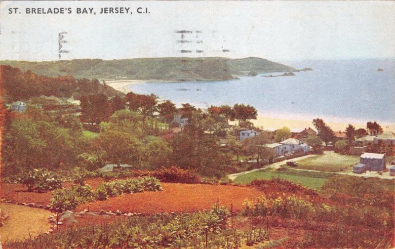 JERSEY CHANNEL ISLANDS UK~ ST BRELADES BAY PANORMIC VIEW POSTCARD 1950s