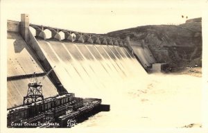 Real Photo, Ellis 1924, Grand Coulee Dam, Columbia River, WA,  Old Postcard