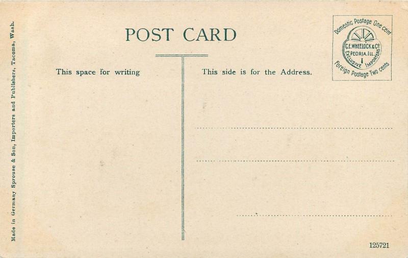 c1907 Chromograph Postcard Main Street Lewiston ID Horsedrawn Grocery Wagon