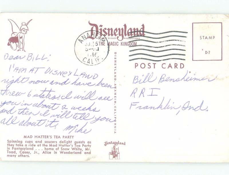 Pre-1980 MAD HATTER TEA PARTY RIDE AT DISNEYLAND Anaheim - Los Angeles CA E4017