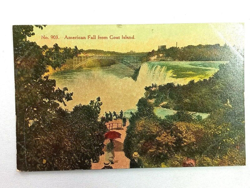 Vintage Postcard 1910's American Fall from Goat Island Niagara NY New York