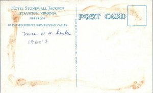 1930s Hotel Stonewall Jackson Club House Golf Course Staunton Virginia Postcard 