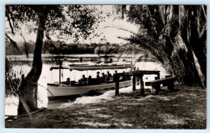 RPPC SOUTHERN AFRICA ~ Boat on ZAMBEZI RIVER- VICTORIA FALLS c1930s Postcard