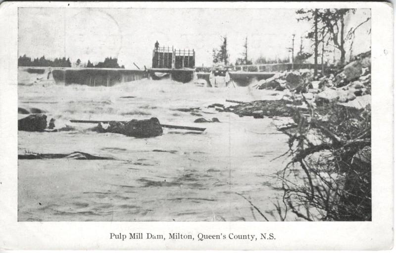 Pulp Mill Dam Milton Queens County Nova Scotia NS c1906 Vintage Postcard D23