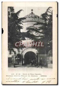 Old Postcard Entree Old Cemetery Monument high the Memory of Genereraux Rennes