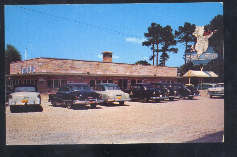 JESUP GEORGIA SUGAR CREEK HAMS RESTAURANT OLD CARS ADVERTISING POSTCARD