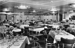 SS Rijndam Steamship Dining Room Real Photo Postcard J54998