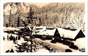 Real Photo Postcard Summit Inn Ski Lodge Snoqualmie Pass, Washington~134780