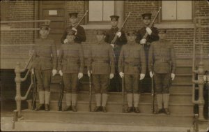 Fort Slocum NY Will E Healey & Other Soldiers at Attention Rifles RPPC pre 1910