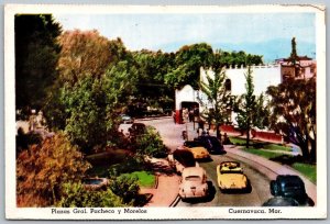 Cuernavaca Mexico 1950s Postcard Plazas Gral. Pacheo Y Morelos Cars